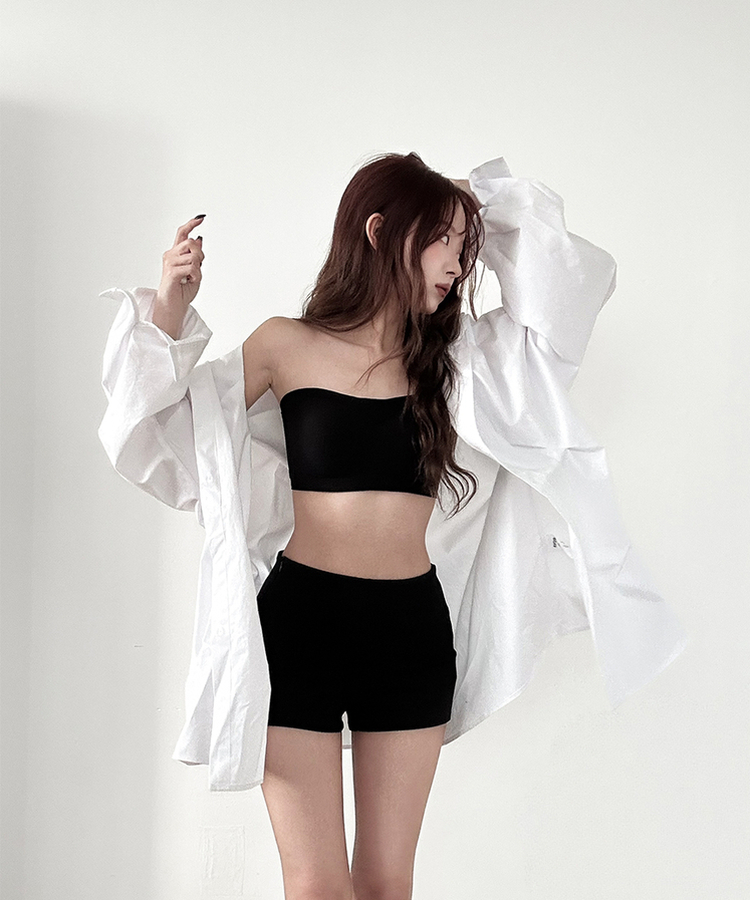 無地オーバーシャツ WHITE