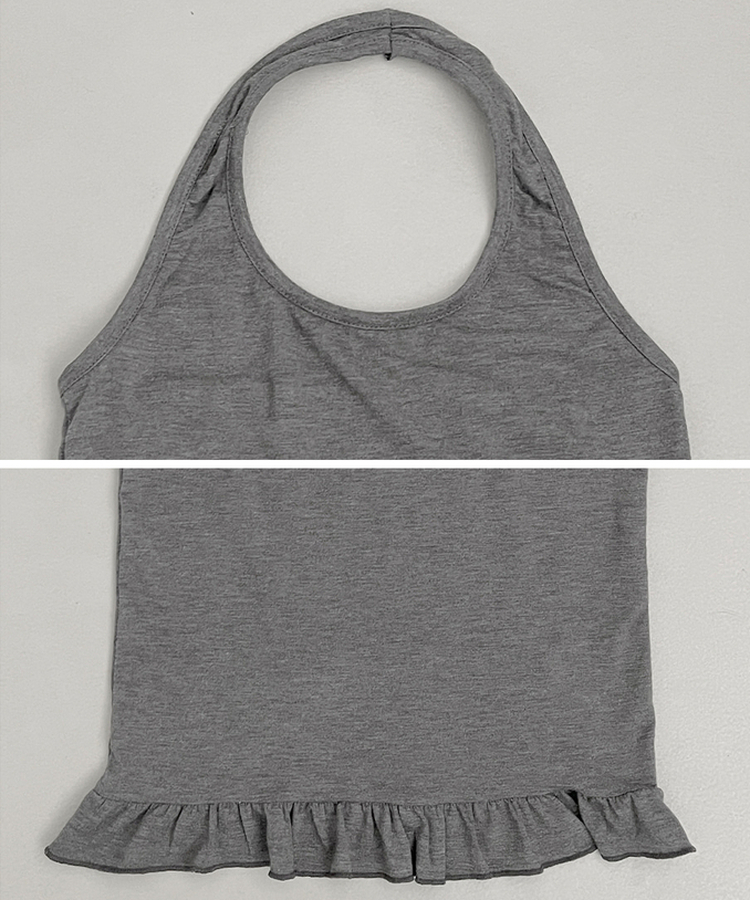 【SET】ホルターフリルキャミソール＋スリム長袖Tシャツ