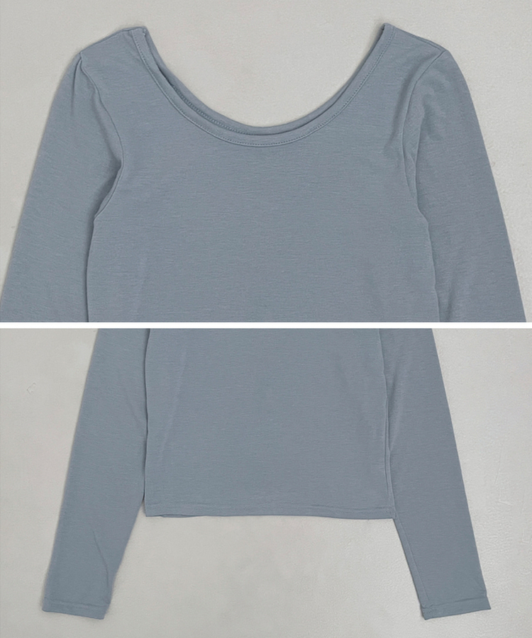 【SET】ホルターフリルキャミソール＋スリム長袖Tシャツ