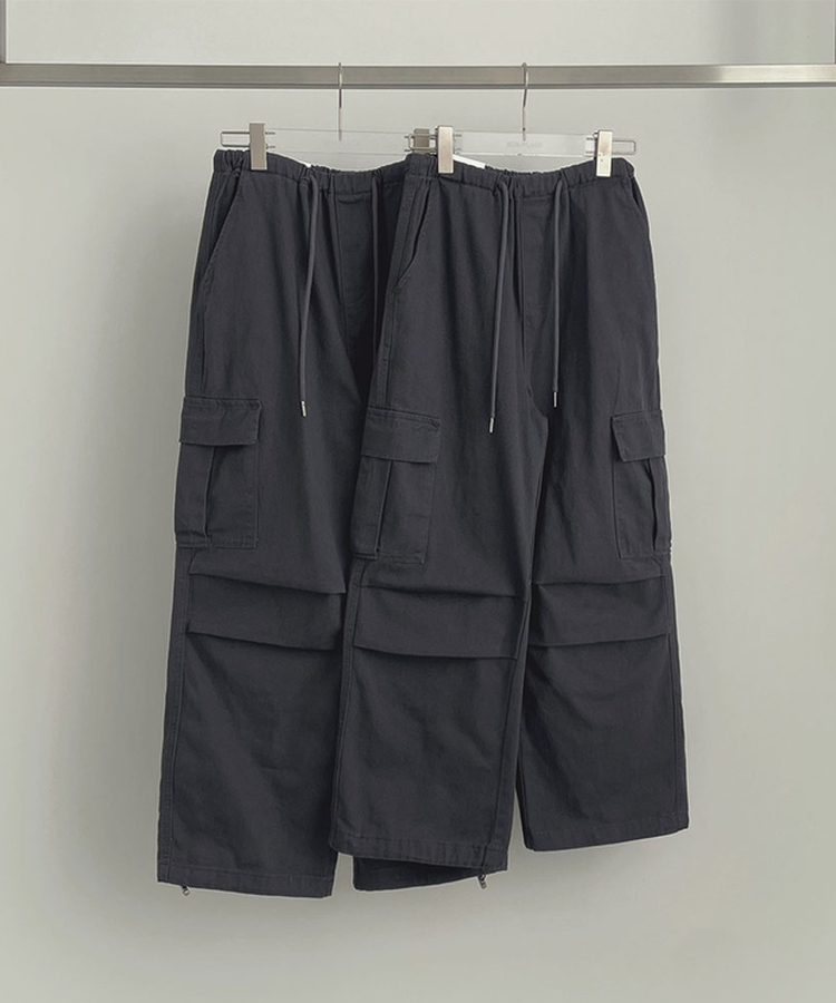 3XL코튼 투웨이 포켓 무릎 셔링 와이드 밴딩 팬츠