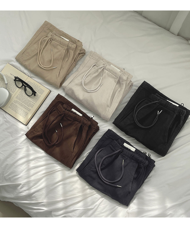 3XL코튼 투웨이 포켓 무릎 셔링 와이드 밴딩 팬츠