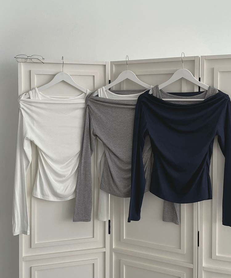 ドレープオフショルダーレイヤードTシャツ