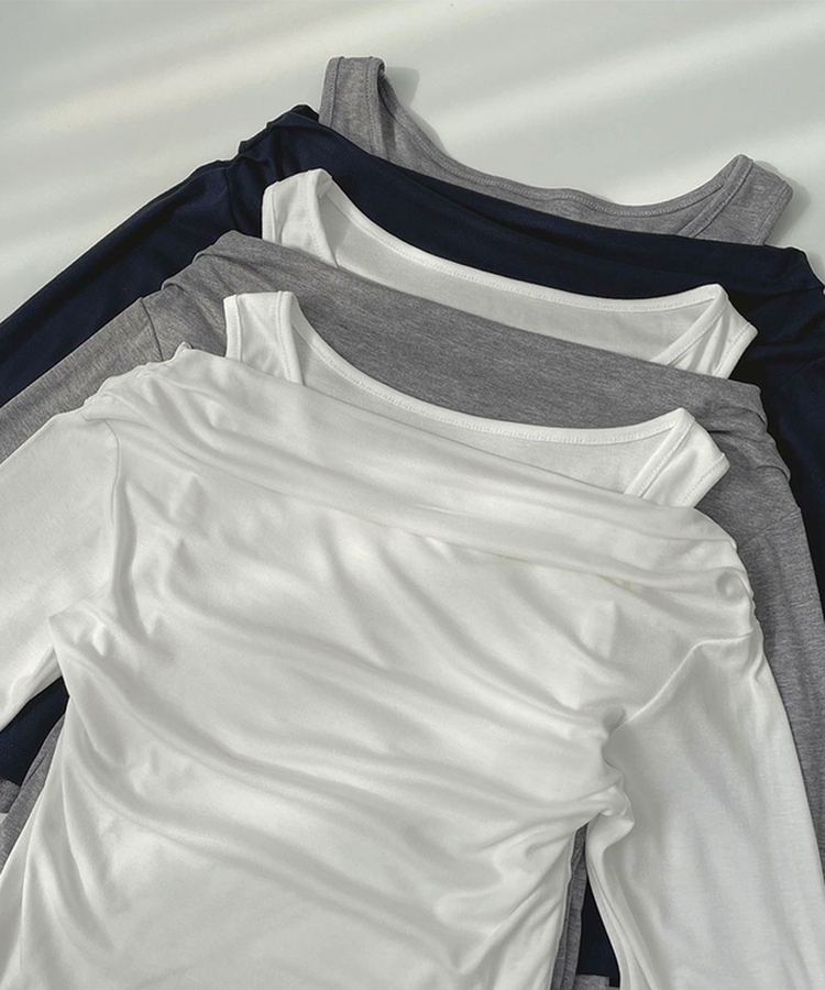 ドレープオフショルダーレイヤードTシャツ