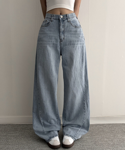 【丈別】シンプルワイドデニムパンツ LIGHT BLUE