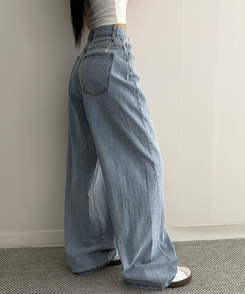 【丈別】シンプルワイドデニムパンツ LIGHT BLUE