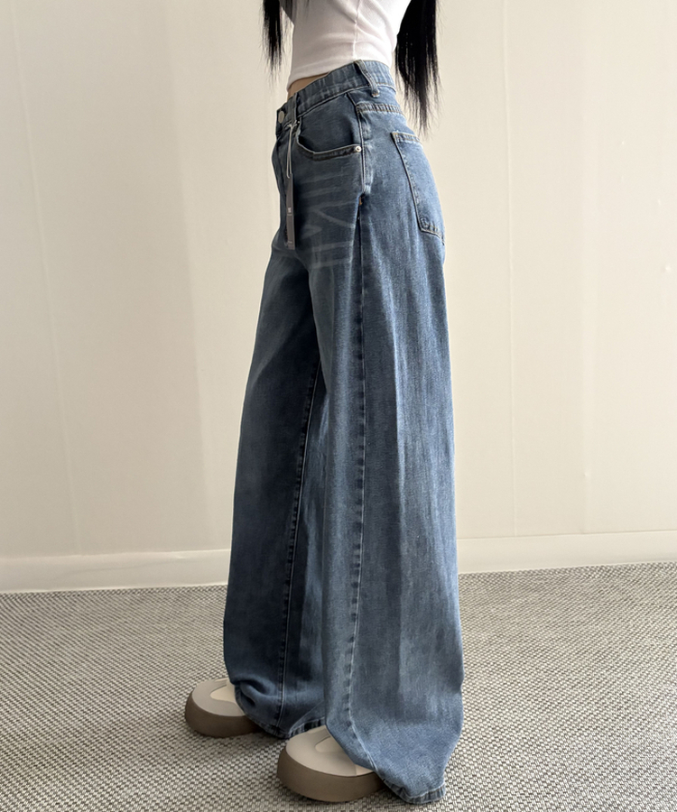 【丈別】シンプルワイドデニムパンツ DEEP DENIM