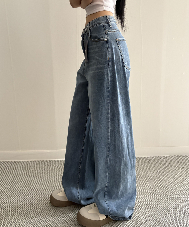 【丈別】シンプルワイドデニムパンツ DEEP DENIM