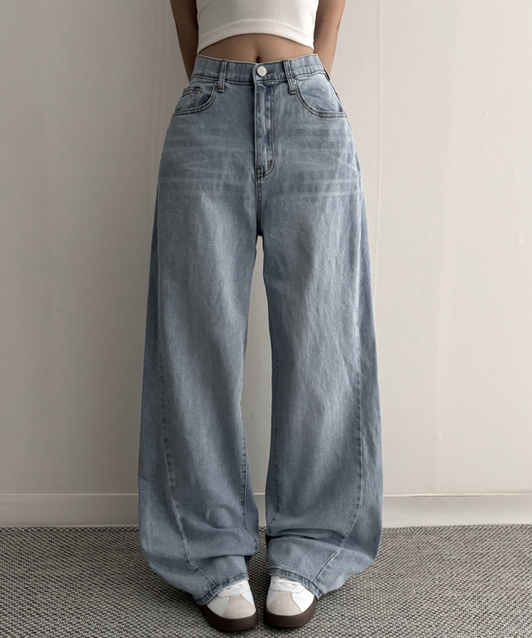 【丈別】シンプルワイドデニムパンツ LIGHT BLUE
