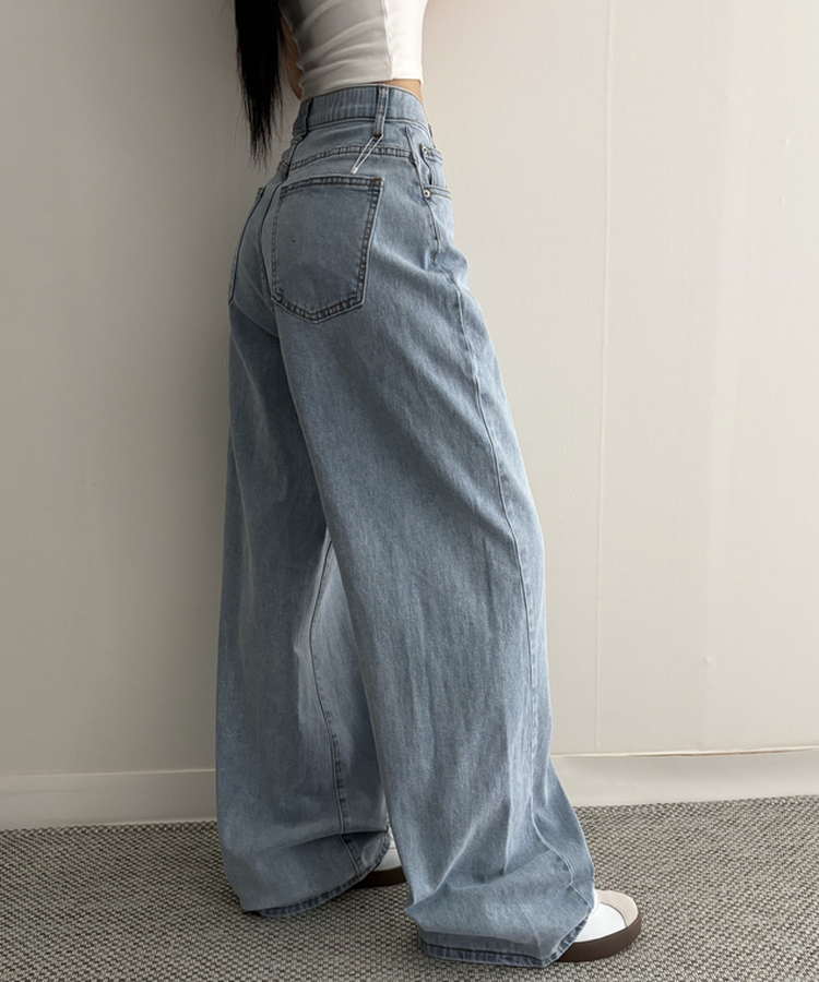 【丈別】シンプルワイドデニムパンツ LIGHT BLUE