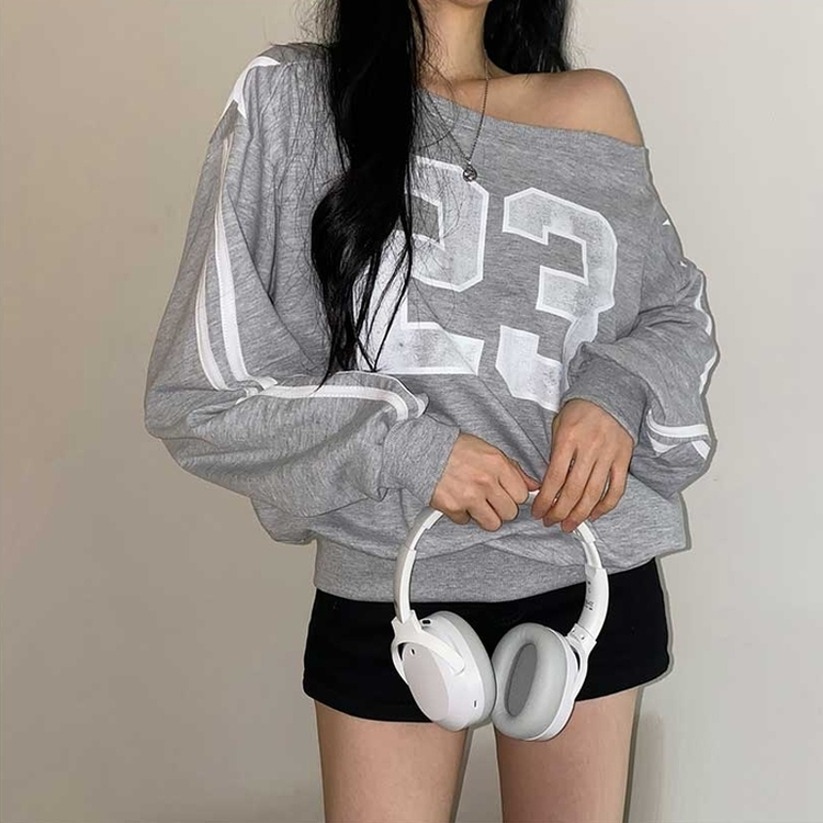 オフショルダーライントレーナー MELANGE