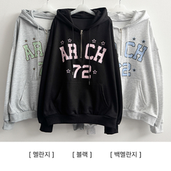 ドットレタリングハーフジップフード