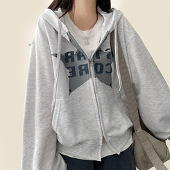 ビンテージスターフードジップアップ WHITE OATMEAL