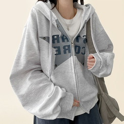 ビンテージスターフードジップアップ WHITE OATMEAL