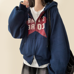 ビンテージスターフードジップアップ NAVY