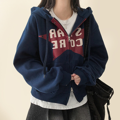 ビンテージスターフードジップアップ NAVY