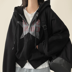 ビンテージスターフードジップアップ BLACK