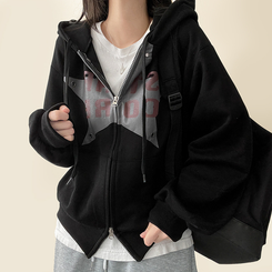 ビンテージスターフードジップアップ BLACK