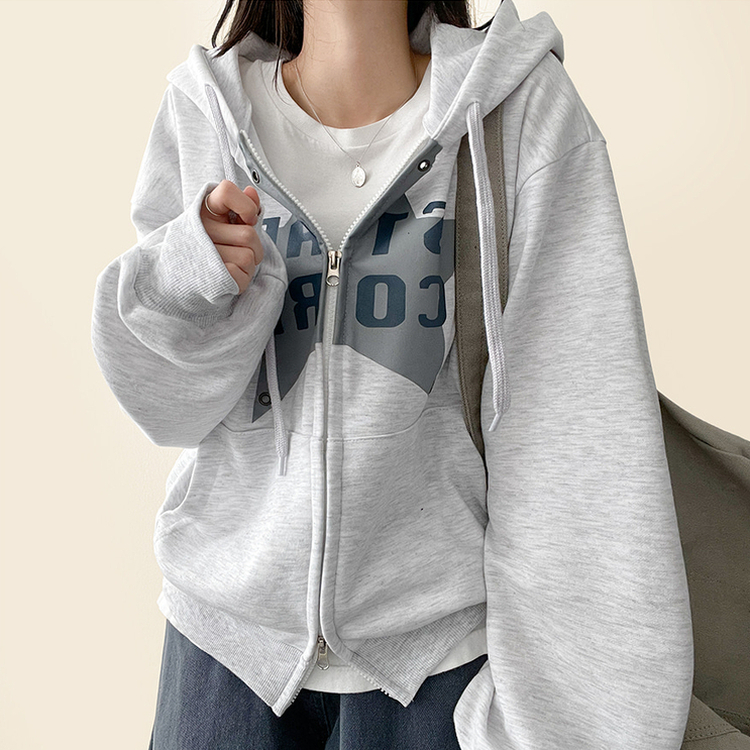 ビンテージスターフードジップアップ WHITE OATMEAL