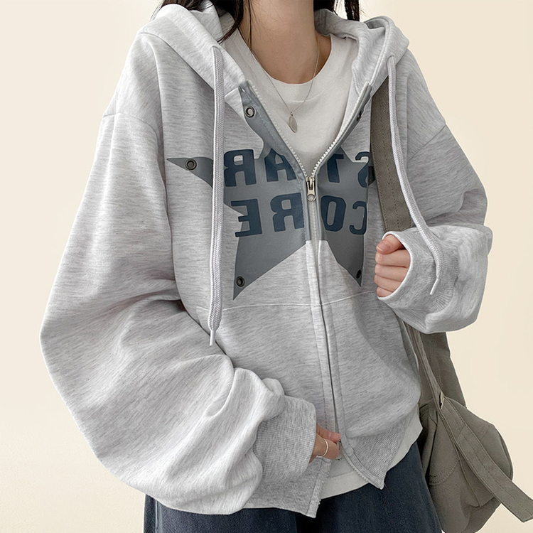 ビンテージスターフードジップアップ WHITE OATMEAL