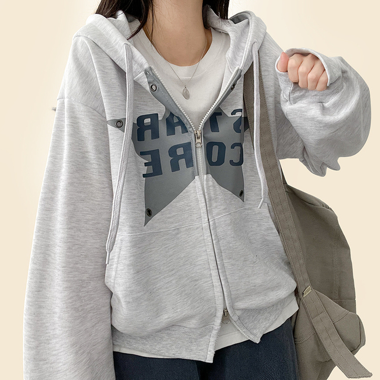 ビンテージスターフードジップアップ WHITE OATMEAL