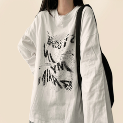 ビンテージレタリング長袖Tシャツ IVORY