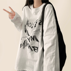 ビンテージレタリング長袖Tシャツ IVORY