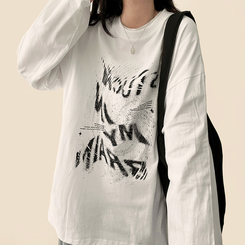 ビンテージレタリング長袖Tシャツ IVORY