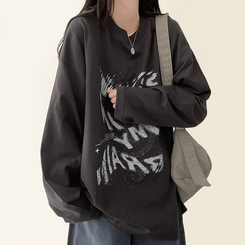 ビンテージレタリング長袖Tシャツ CHARCOAL