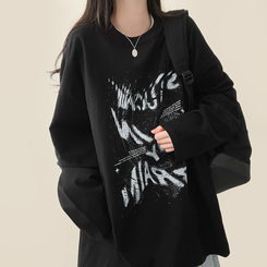 ビンテージレタリング長袖Tシャツ BLACK