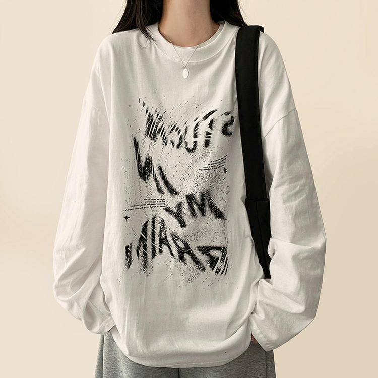 ビンテージレタリング長袖Tシャツ IVORY