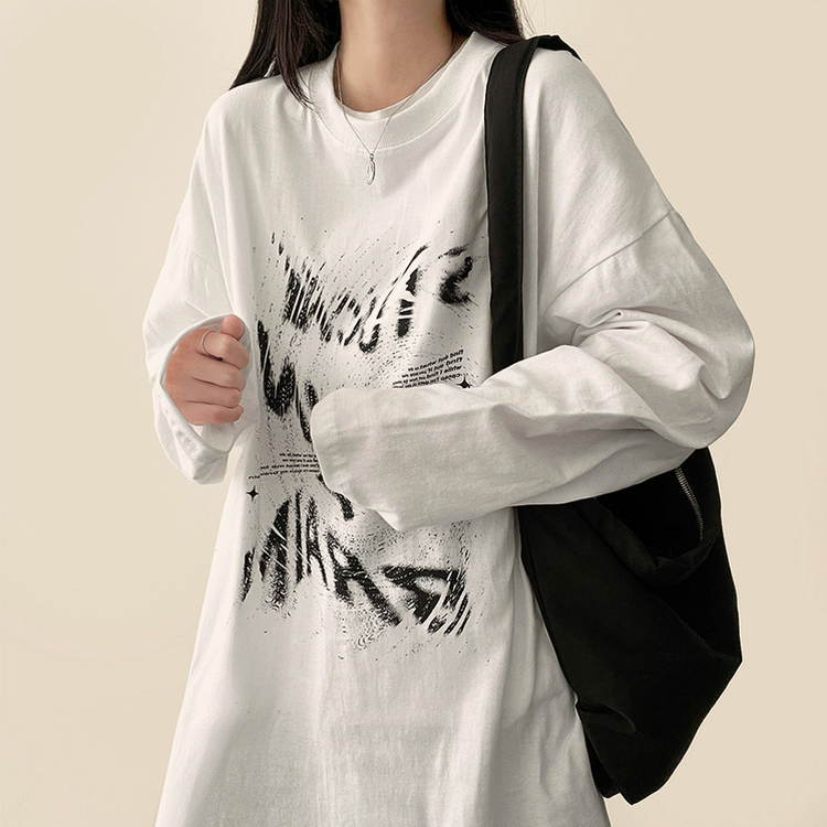 ビンテージレタリング長袖Tシャツ IVORY