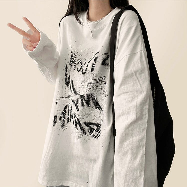 ビンテージレタリング長袖Tシャツ IVORY