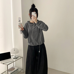 カジュアルボーダーフードT CHARCOAL