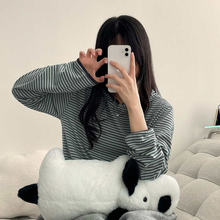 カジュアルボーダーフードT MINT