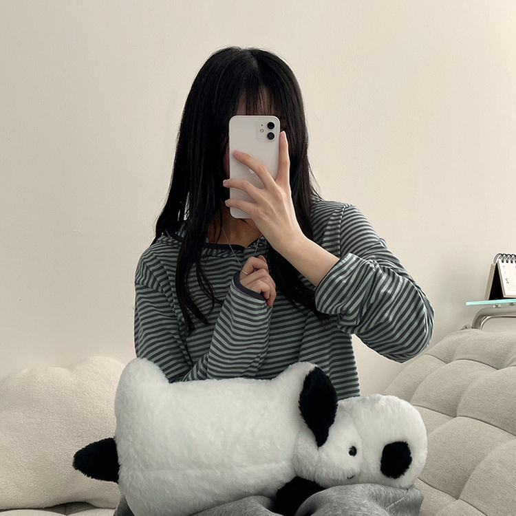 カジュアルボーダーフードT MINT