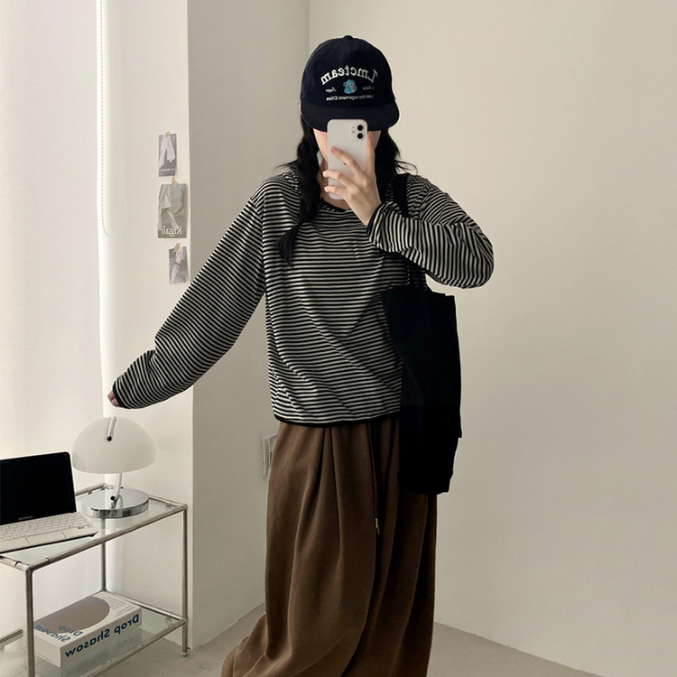 カジュアルボーダーフードT LIGHT BEIGE