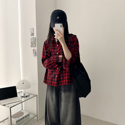 ベーシックチェックシャツ(5color) RED