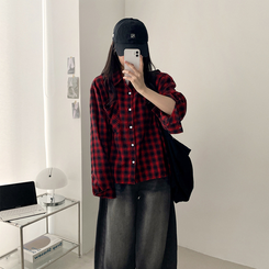 ベーシックチェックシャツ(5color) RED