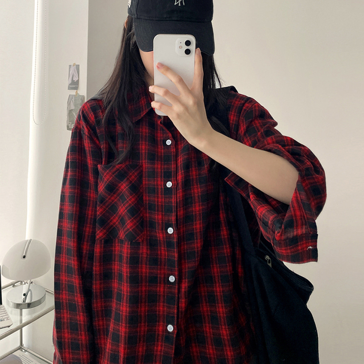 ベーシックチェックシャツ(5color) RED