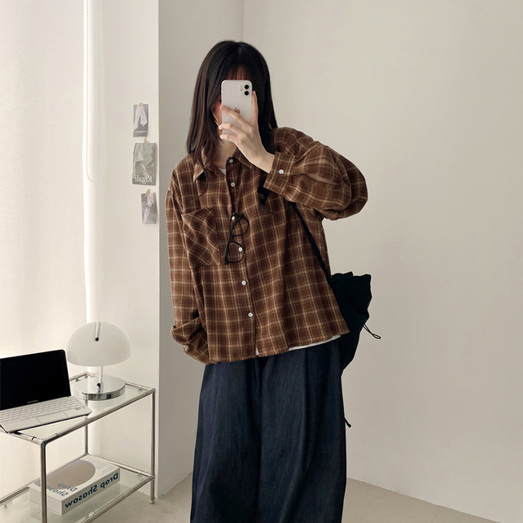 ベーシックチェックシャツ(5color) BROWN