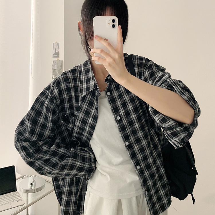 ベーシックチェックシャツ(5color) BLACK