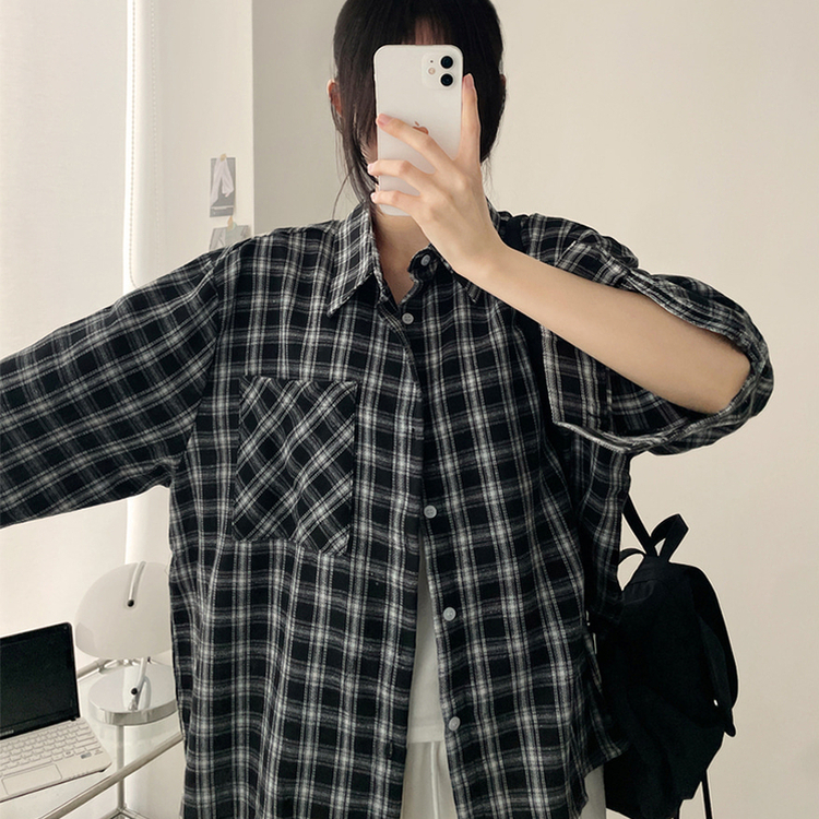 ベーシックチェックシャツ(5color) BLACK