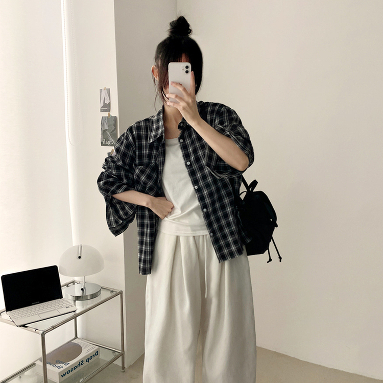 ベーシックチェックシャツ(5color) BLACK