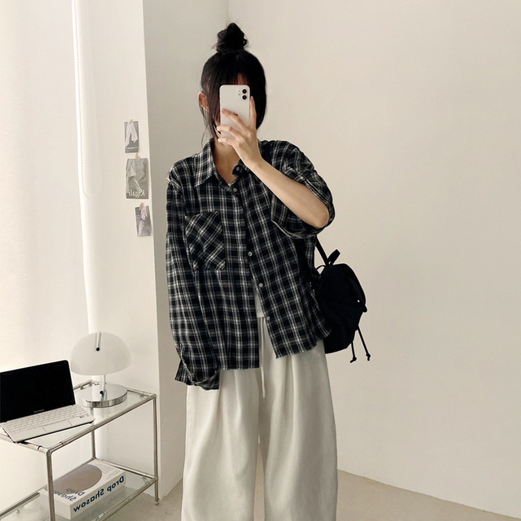 ベーシックチェックシャツ(5color) BLACK