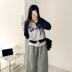 ラグランクロップドフードジップアップ NAVY