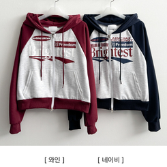 ラグランクロップドフードジップアップ