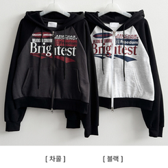 ラグランクロップドフードジップアップ