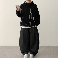 チェックポケットバルーンパンツ BLACK DENIM