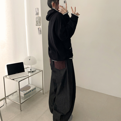 チェックポケットバルーンパンツ BLACK DENIM