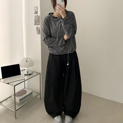 チェックポケットバルーンパンツ BLACK DENIM